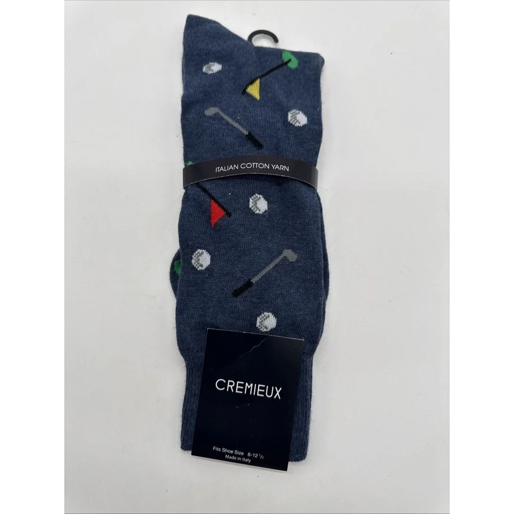 Cremieux Mens Navy Blue Italian Cotton Yarn Socks Golf 6-12 1/2  New